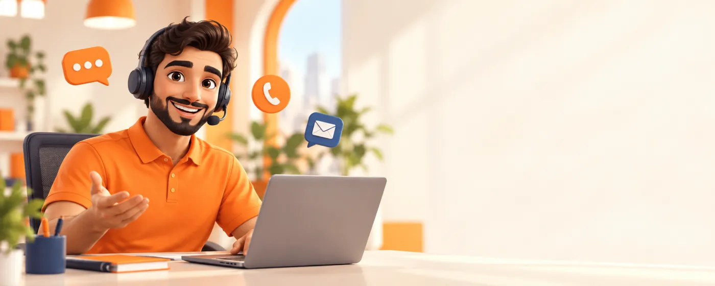 موظف خدمة العملاء يرحب بك ويستعد لمساعدتك